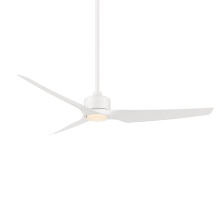 WAC Stella 3-Blade Smart Ceiling Fan 60in Matte White with 3000K LED Light Kit and Remote Control F-056L